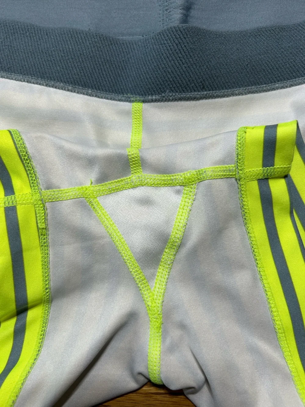 Women’s Nike Pro Shorts Grey and Neon Yellow Striped Size Large